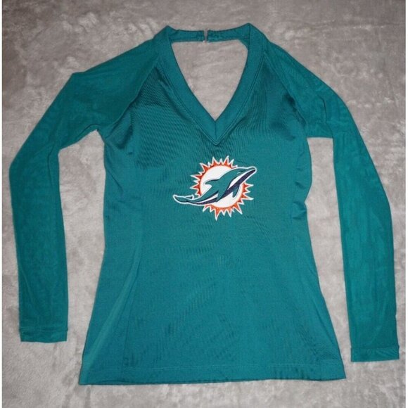 All Sport Couture Miami Dolphins Long Sleeve Top with Mesh Collar Medium SOLD OU - Picture 3 of 10